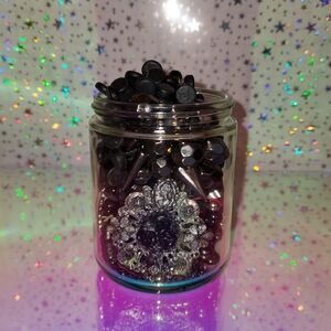 Black Decorative Jar with Silver Embellishment